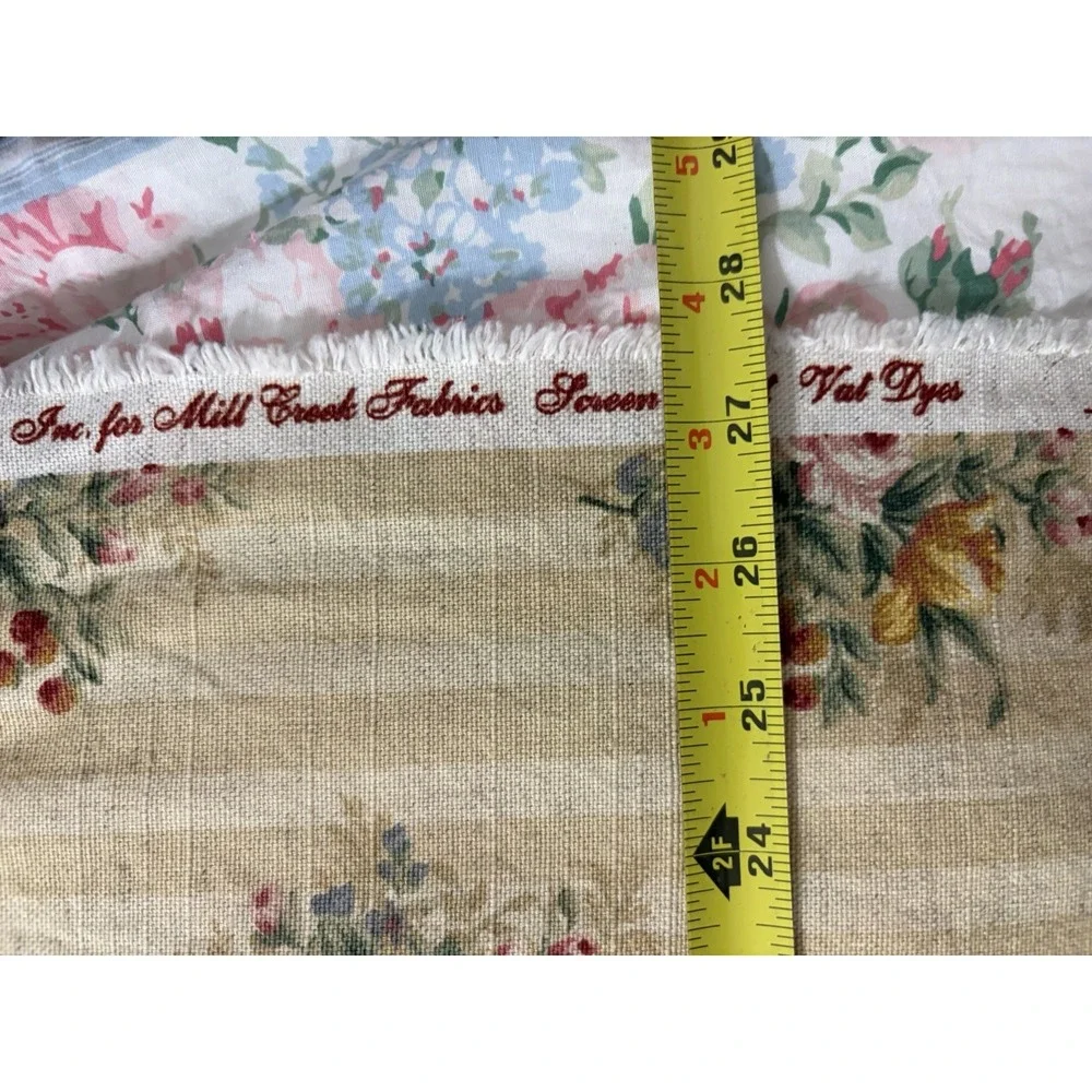 Raymond Waites Mill Creek Mayflower Cotton Fabric Shabby Cottage Floral Stripe